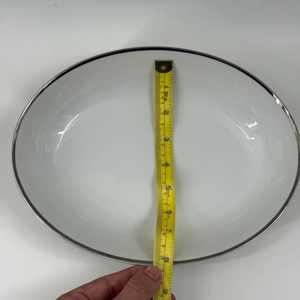 Harmony House Moderne 3545 Fine China Oval Vegetable Bowls Platinum Trim Set 2